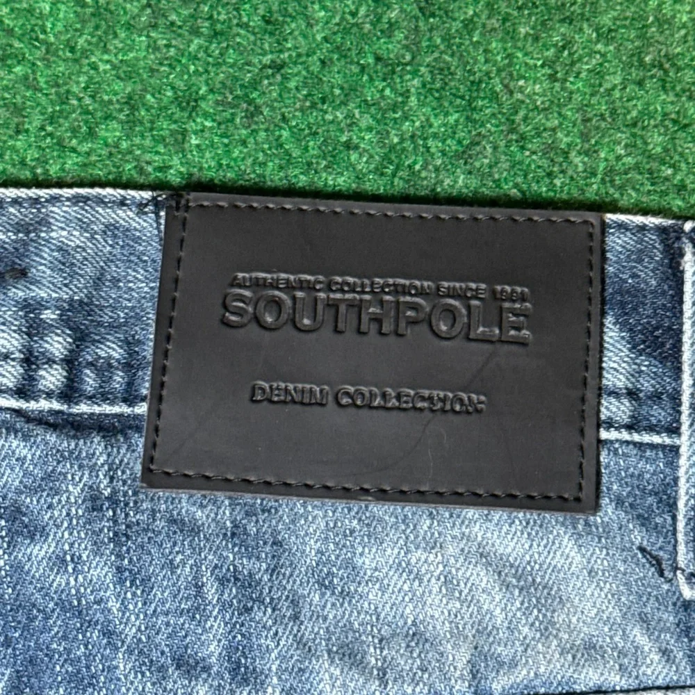 Y2K Southpole Acid Wash Distressed Mens Slim Taper 36x34 Hip Hop Denim Jeans